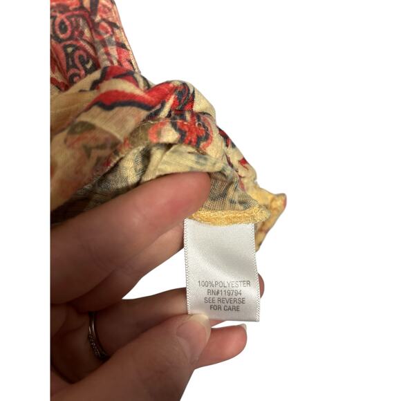 Boho Y2K One World Blouse S Floral Print Flutter Sleeve
Tie Front - Picture 3 of 5